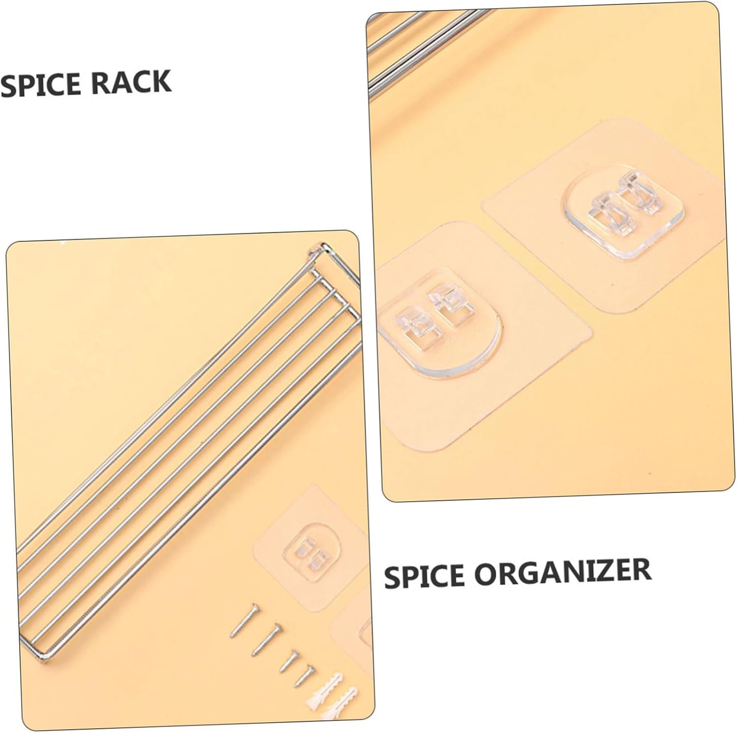 KICHOUSE 3pcs Spice Wall Rack Kitchen Seasoning Organizer Wall-mounted Storage Wire Shelf Pantry Organization