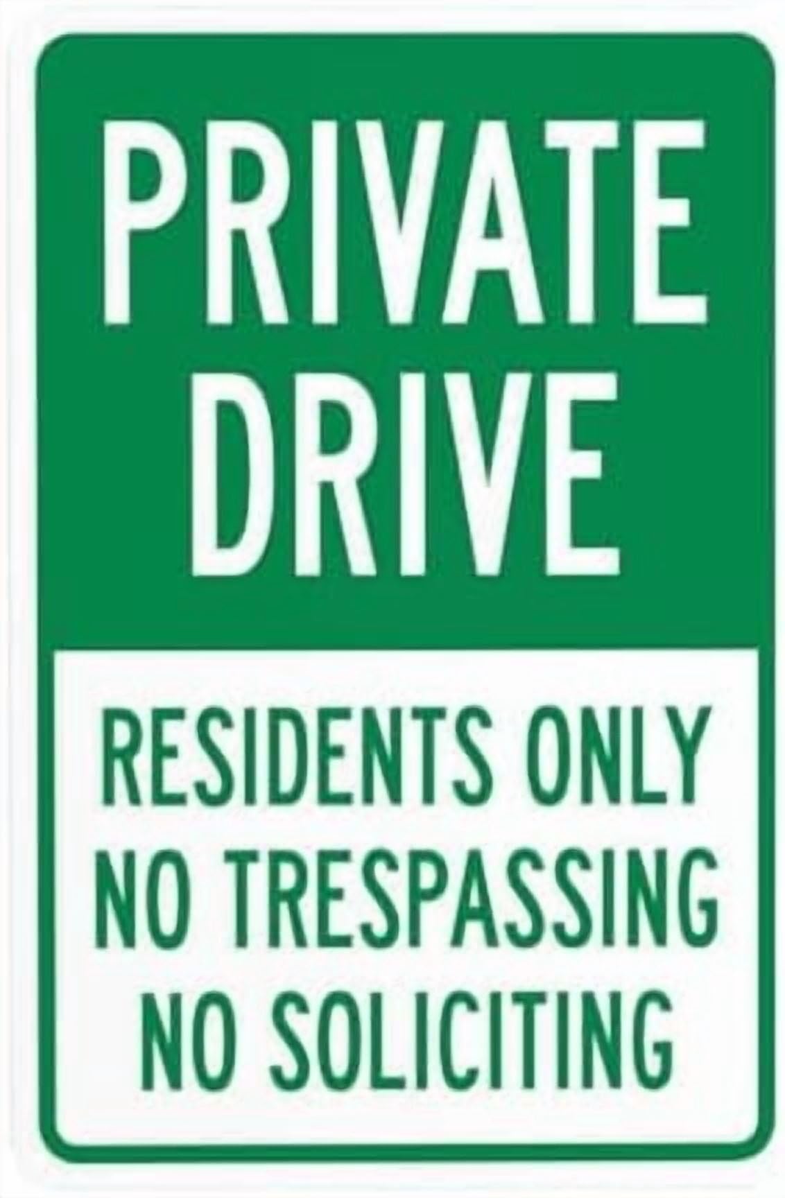 (2-Pack) Metal Tin Sign Private Drive Residents Only No Trespassing No Soliciting Warning Sign, Driveway Signs for Home Road Yard Garage Street Wall Caution Custom Decor 8 x 12 Inch