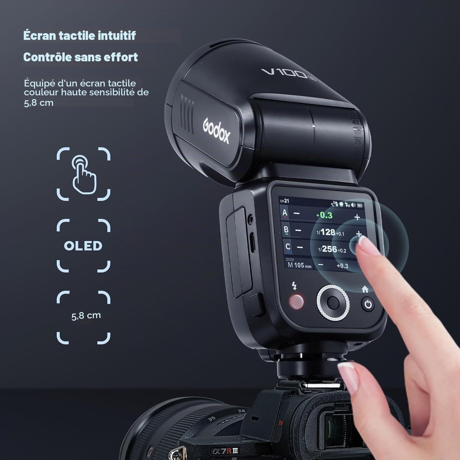 Godox V100S Flash pour Appareil Photo Sony avec l'écran Tactile