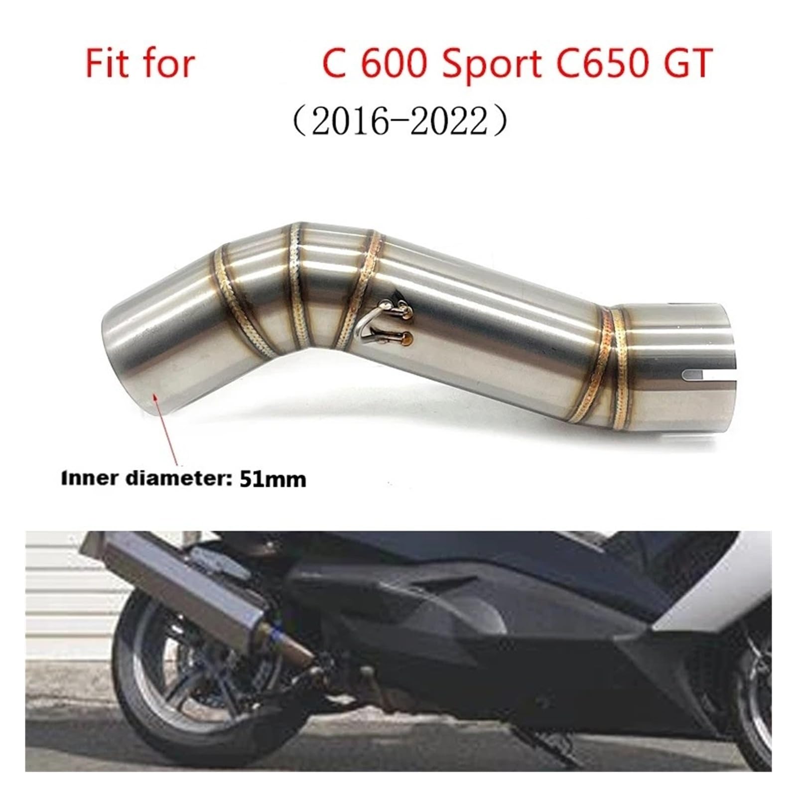 Adatto Per C 600 Sport C650 GT C650GT 2016-2022 Scarico Per Moto Escape Modified Tubo Di Collegamento Centrale Marmitta Catalizzatore Elimina