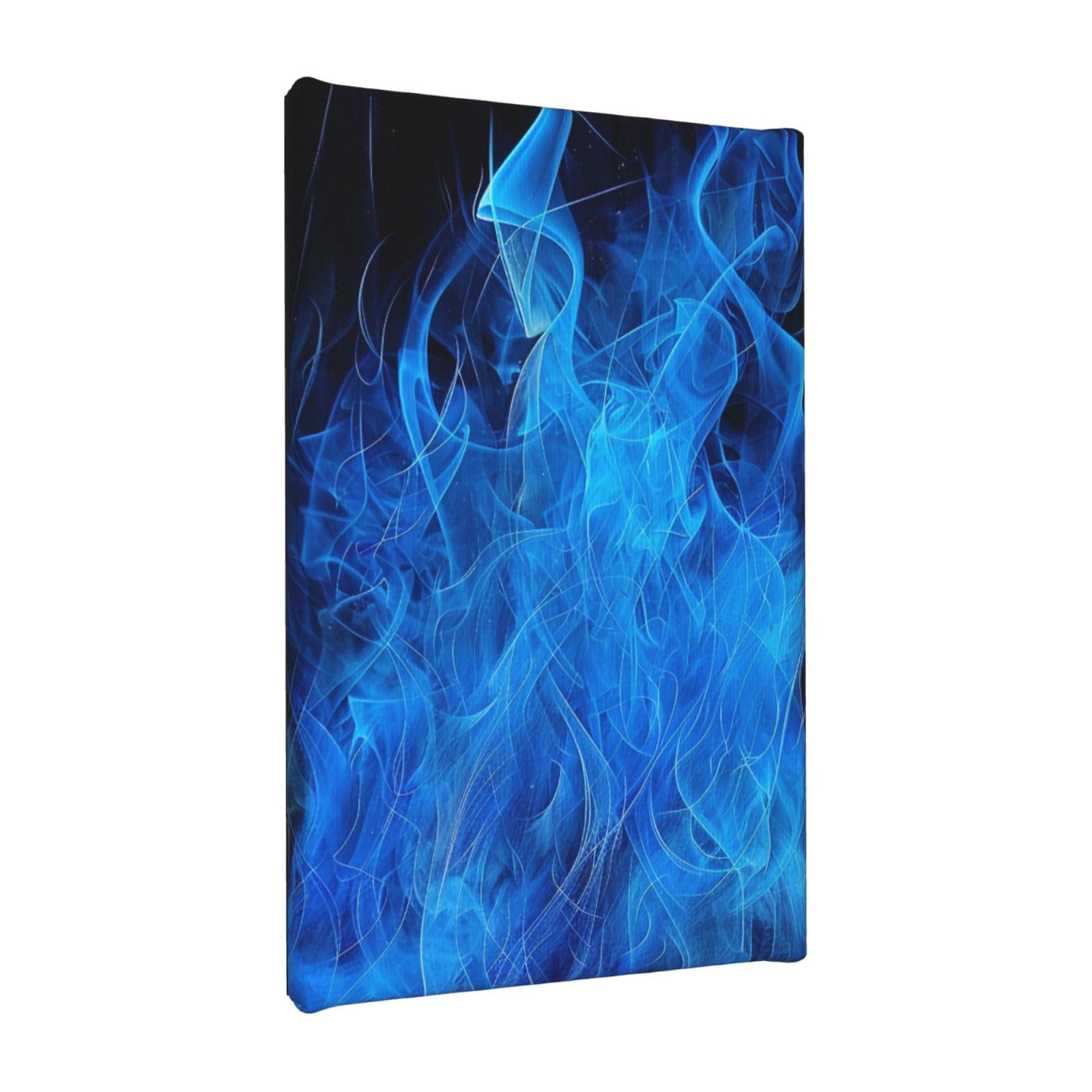 YKLJG Blue Flame Printed Wall Art Canvas Painting 20x30 CM Wooden Framed Picture Painting Artwork Prints for Bedroom Kitchen Home Office Decor