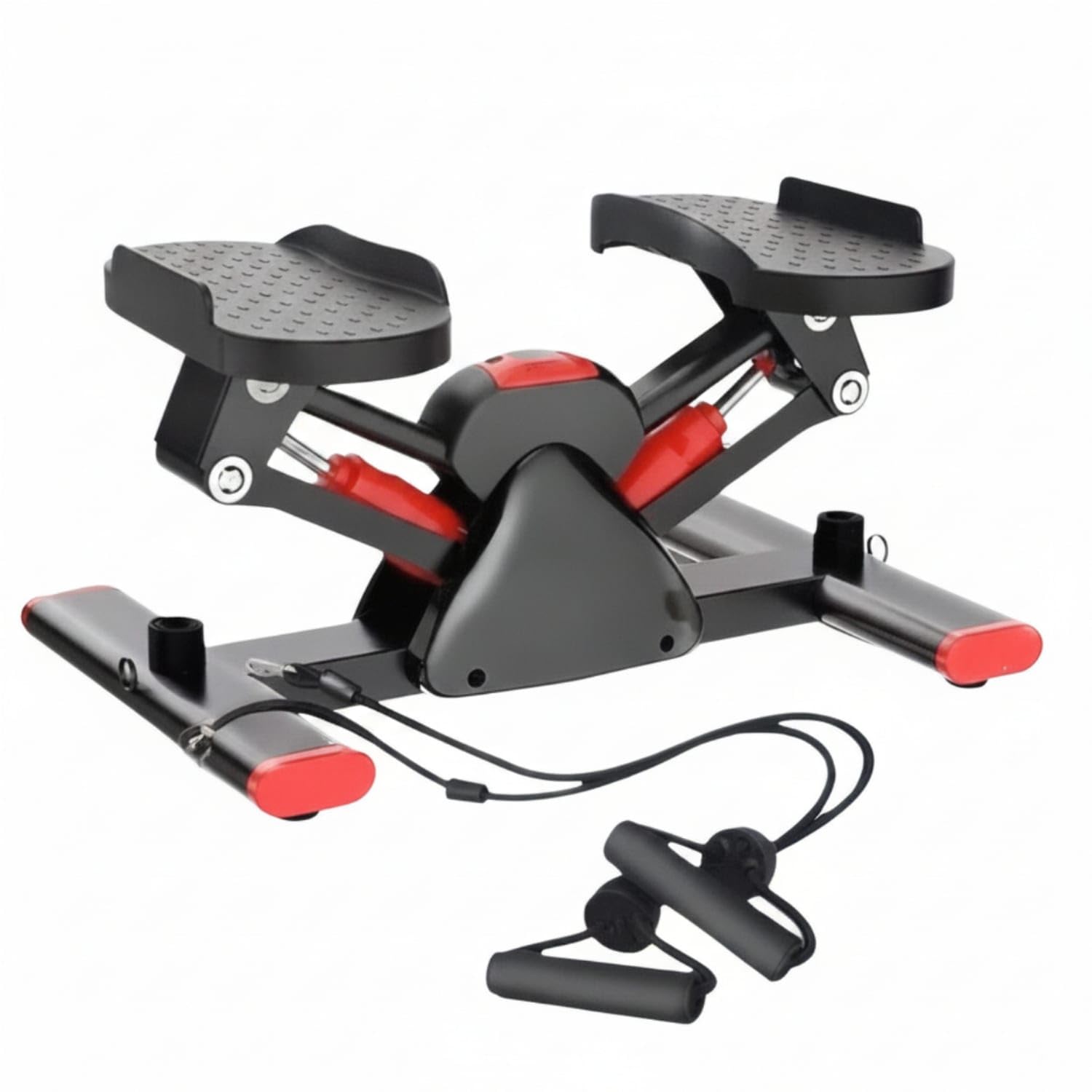 Low-Impact V-Shaped Stepper with Cords Compact Hydraulic Stepper with Resistance Bands Portable Step Machine Full-Body for Adults, Beginners, Home Gym, Apartment, Office, Red Stepper|Stair Ma-image-22