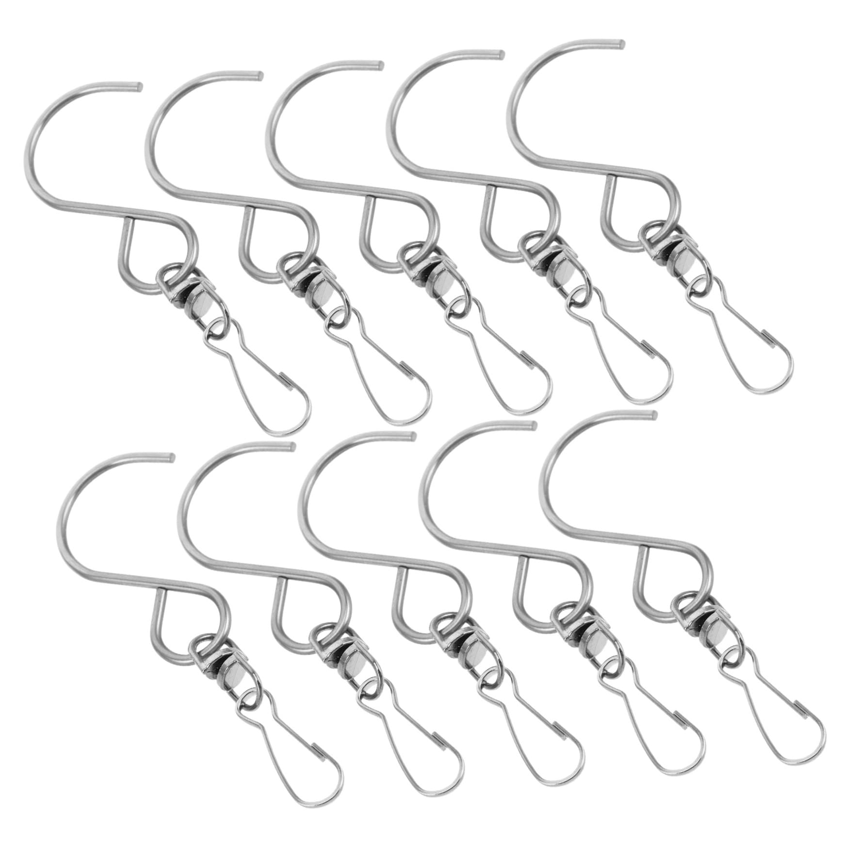 BESTonZON 10pcs Stainless Steel Wind Chime Hooks Swivel Clip for Windsocks Garden Lanterns Outdoor Hanging Baskets