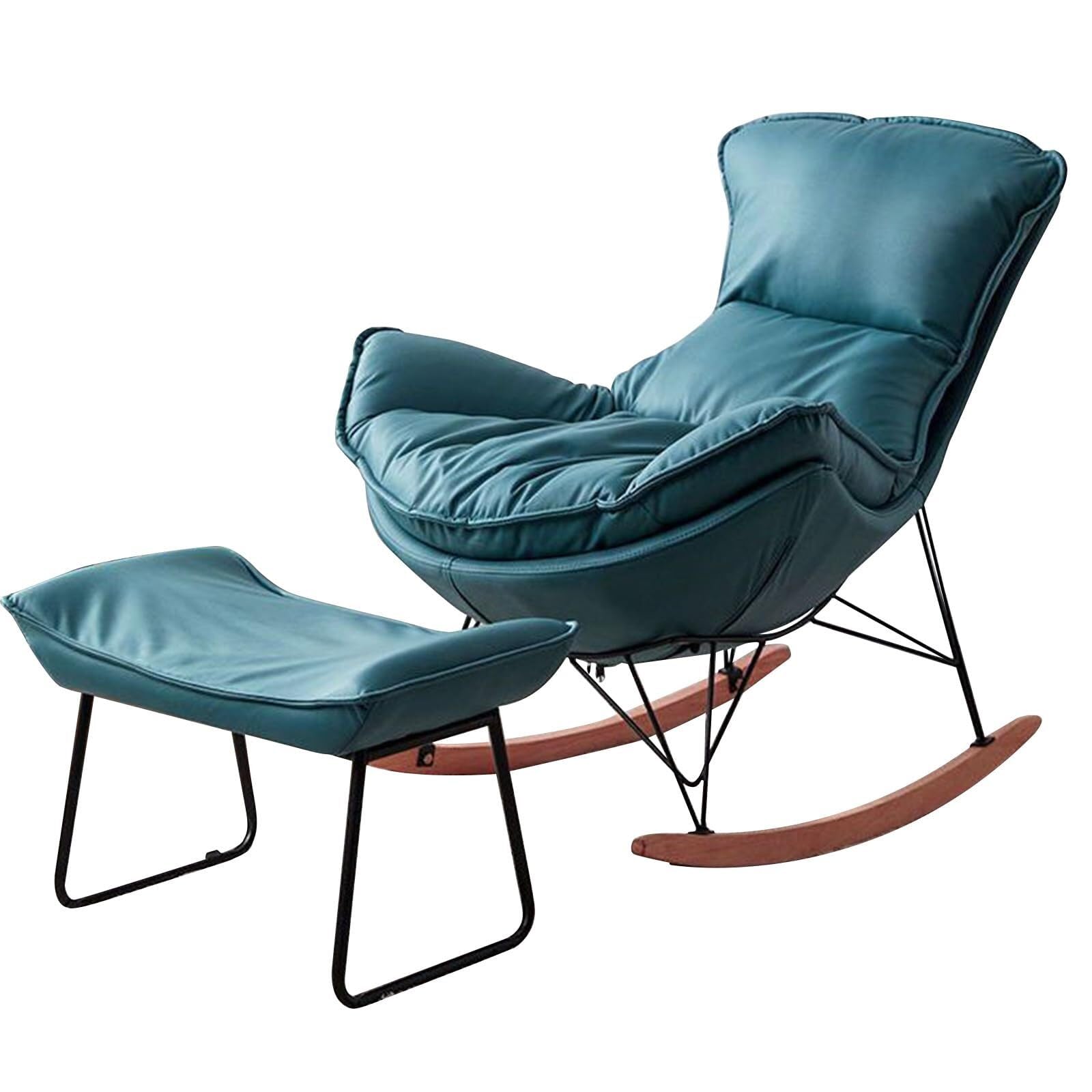 Fauteuil à bascule rembourré avec repose-pieds pour salon et chambre