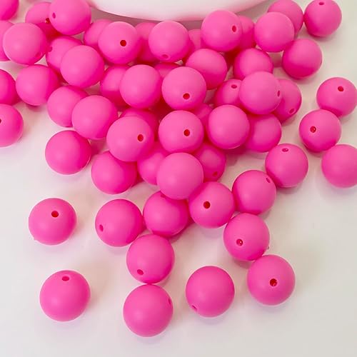 Miniatura 4 de 60 cuentas de silicona, cuentas de silicona de 0.59 pulgadas (0.591 in), cuentas redondas de goma a granel para hacer llaveros, cuentas focales de