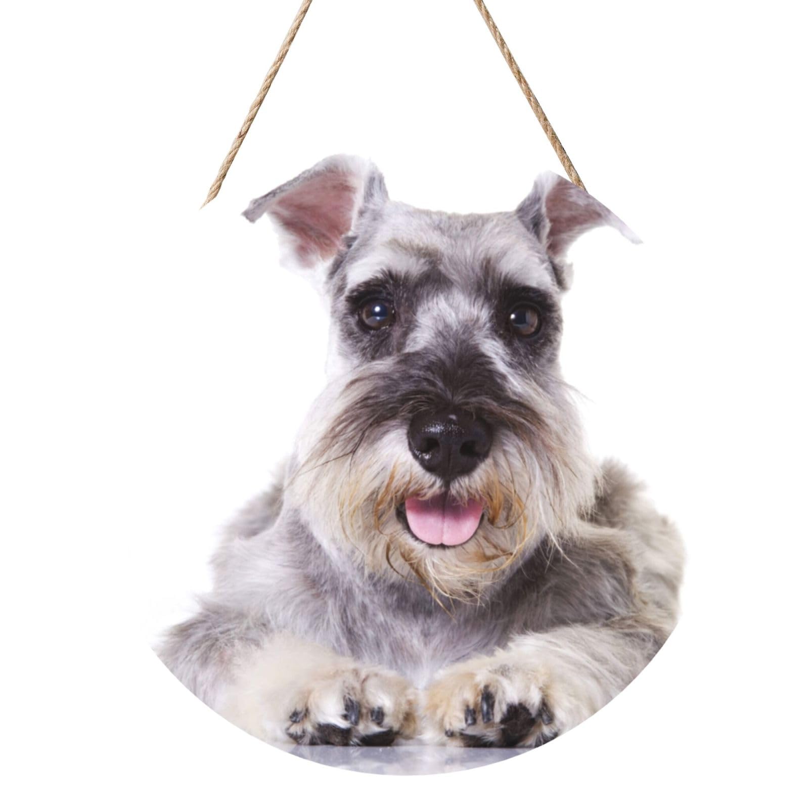 InOmak Schnauzer Dog Cute, Round Wood Panel Painting 12 in, Wall Hanging Painting For Home