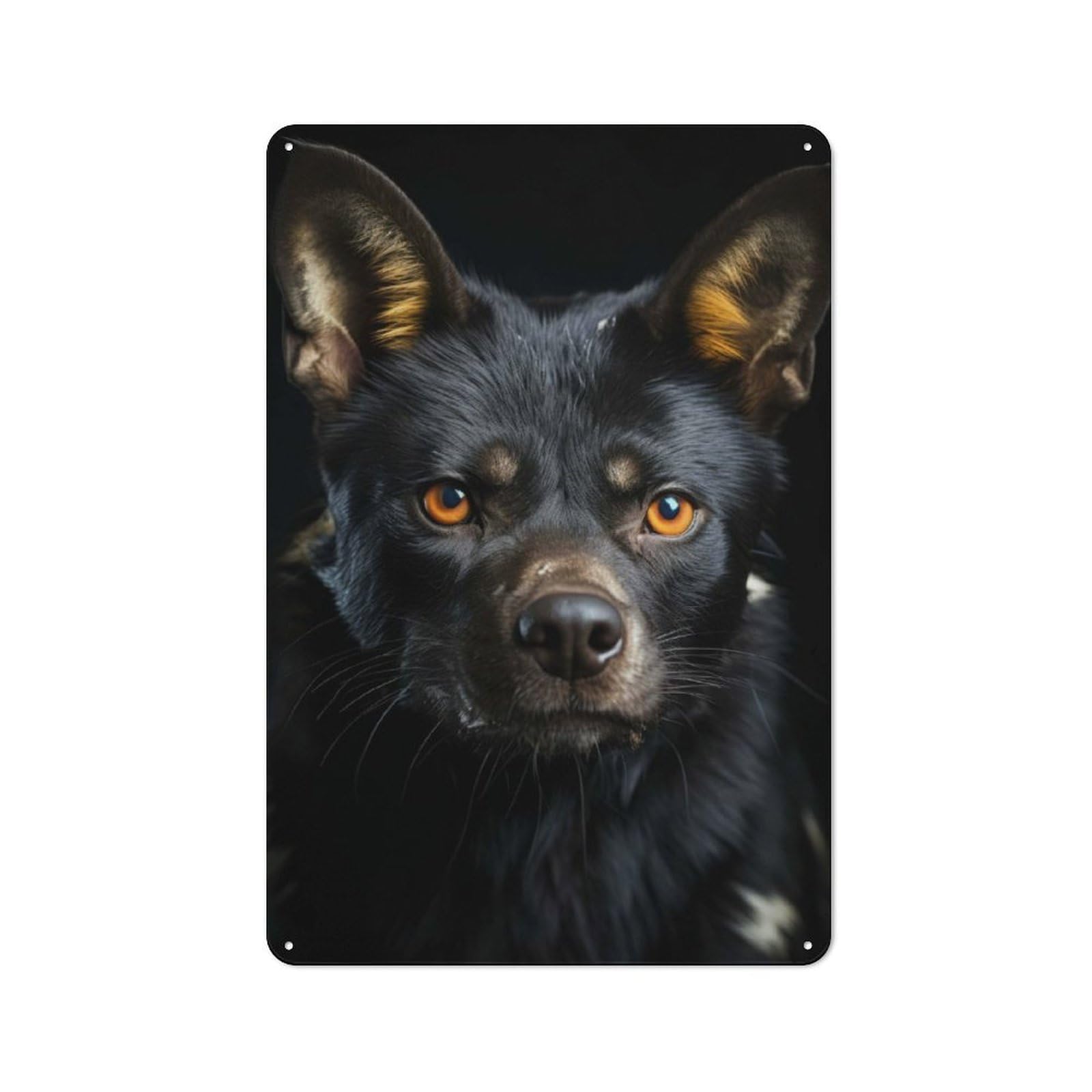 Junmoney Cool Dog Animal Portrait Retro Metal Wall Sign 30X20cm With For Bar Or Restaurant, Gift Idea For A New Home And Metal Sign Collection