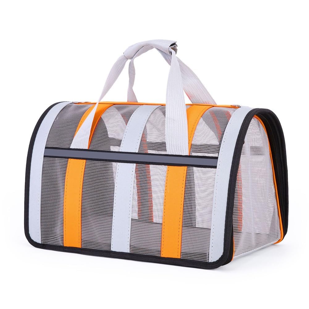 Portable Foldable Pet Carrier for Small Dogs Cats - Travel Bag with Handles & Shoulder Strap for Kittens Puppies (orange color, 40 * 27 * 24cm)