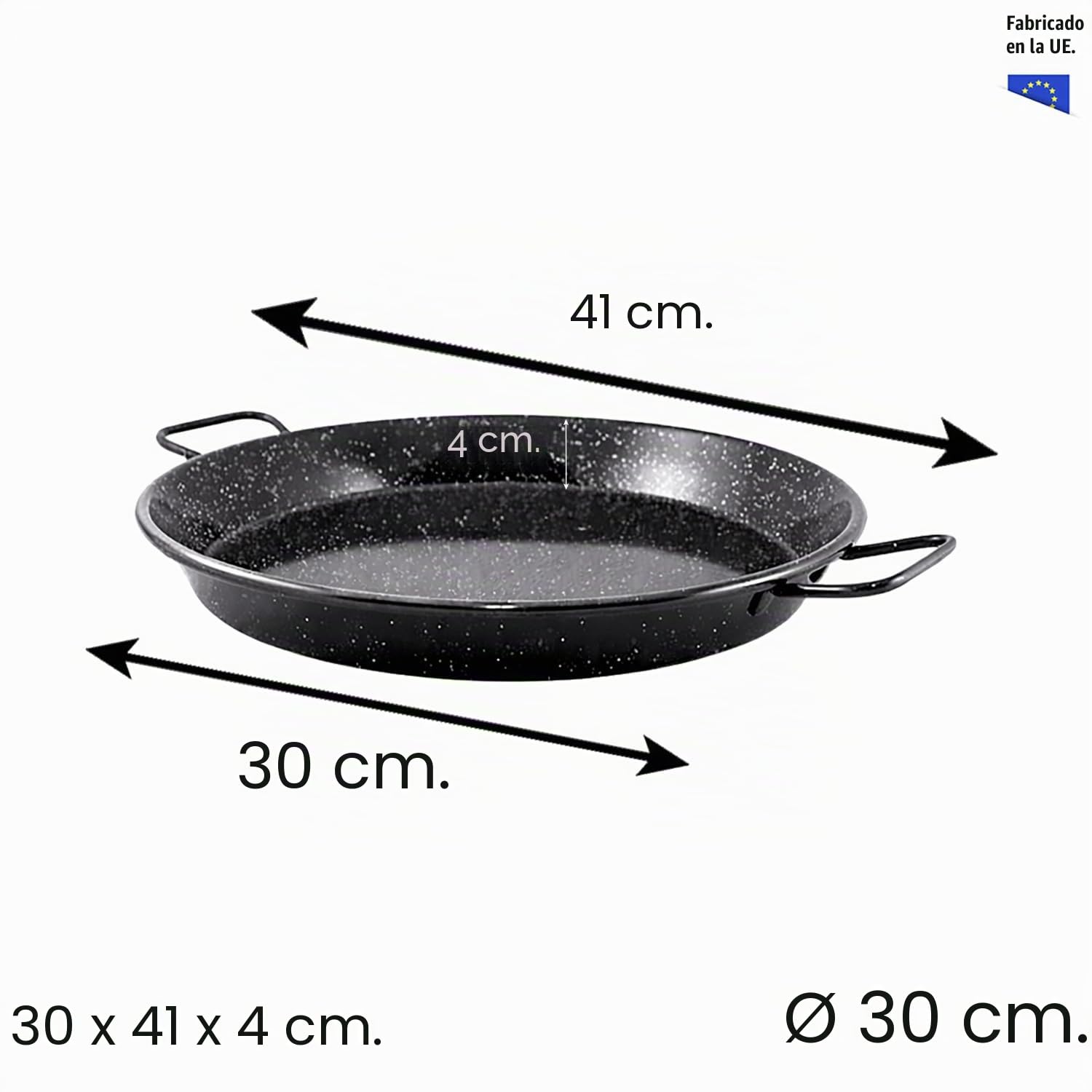 TWO TIGERS | Paellera Para Inducción Vitrocerámica y Gas | 30 cm de Diámetro | De 3 a 5 Raciones | Para Hostelería Restaurantes Hoteles | Acero Esmaltado Resistente Fácil de Limpiar