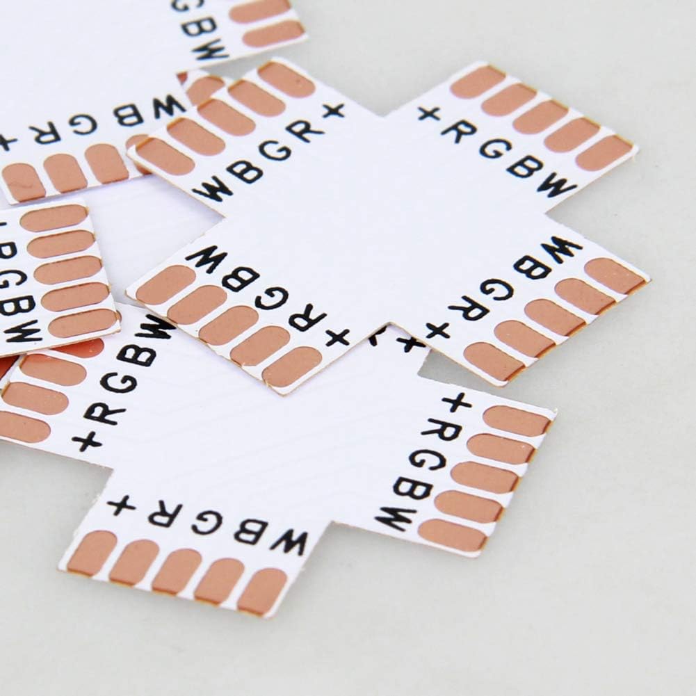 Fielect 12mm 5P Cross Shape LED Strip Connector Quick Splitter for 5050 RGB 5 Conductor Strip Lights 10Pcs