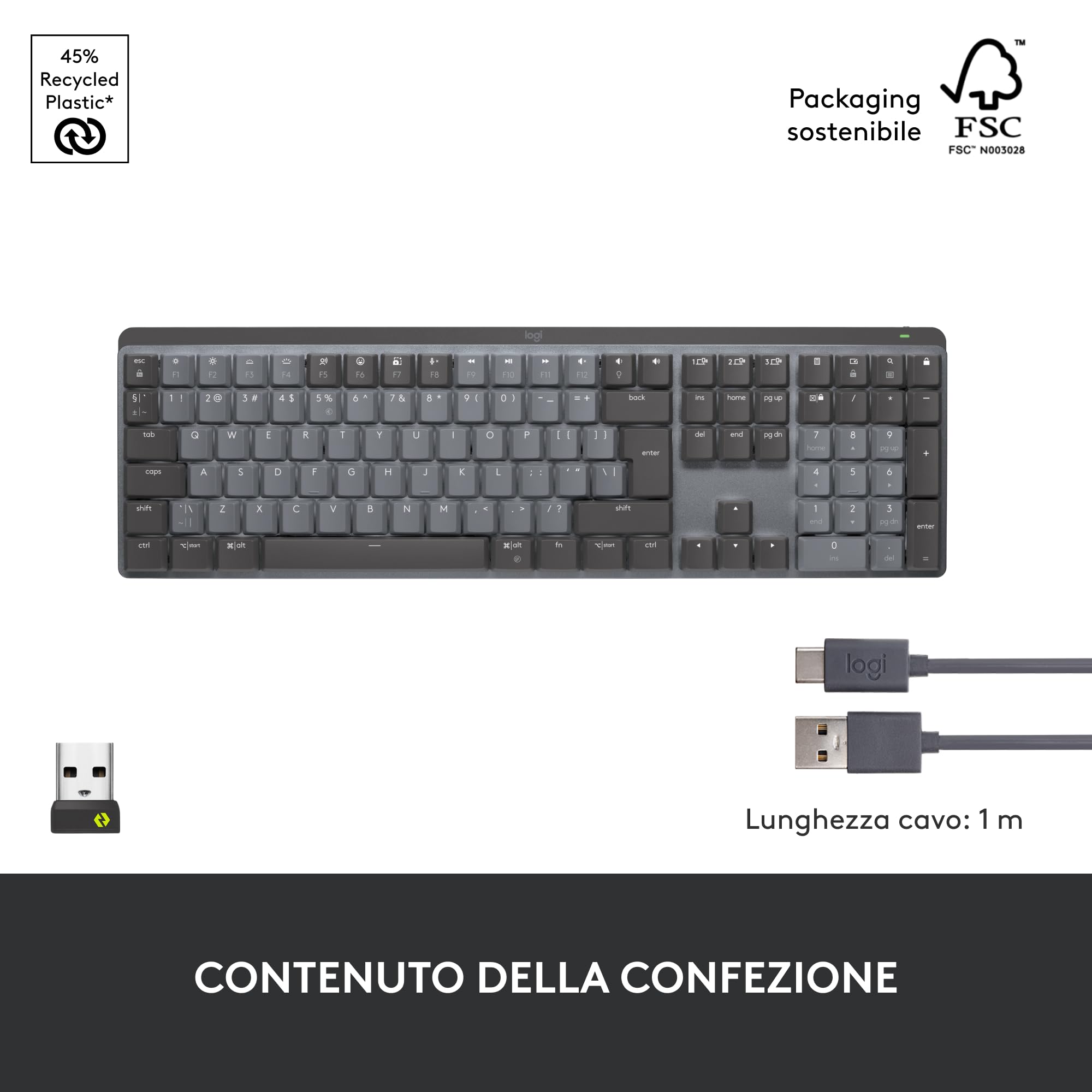 Logitech MX meccanica wireless retroilluminata ad alte prestazioni tastiera - US INT'L QWERTY