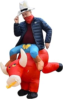 Inflatable Bull Rider Costume Blow Up Halloween Ride on Cowboy Fancy Dress - Buy now