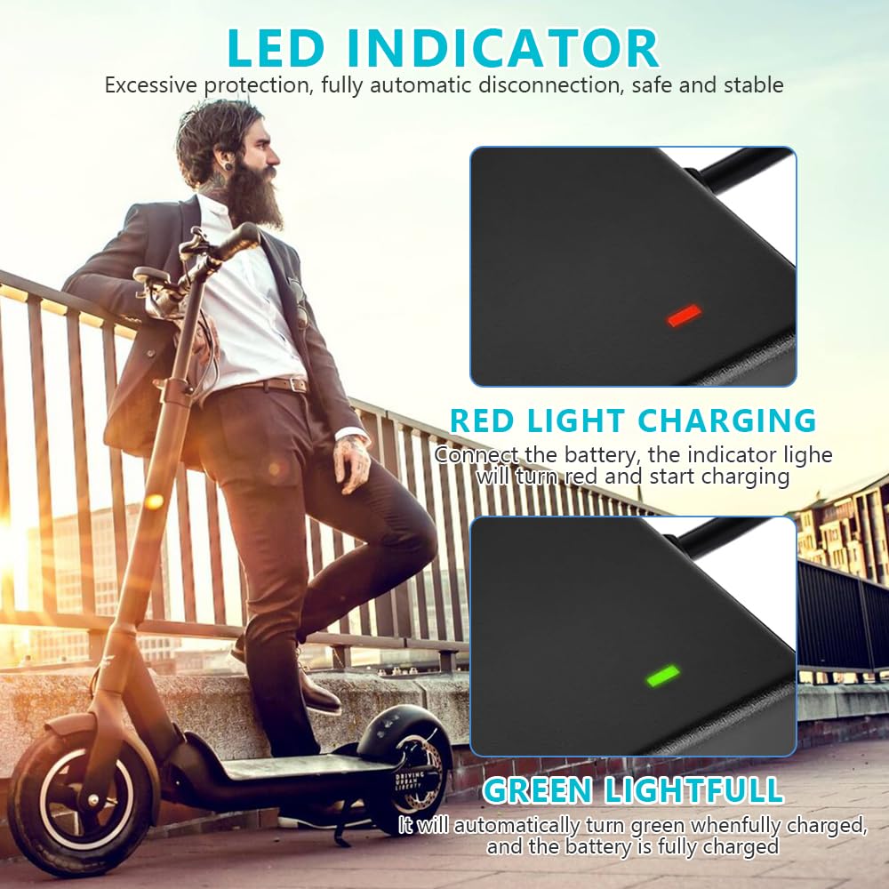 Ładowarka do skutera, Hoverboard, kabel do ładowania, ładowarka do skutera elektrycznego, uniwersalna ładowarka z 3 przyłączami, ładowarka do skuterów 36 V, ładowarka, wyjście 42 V, 2 A,