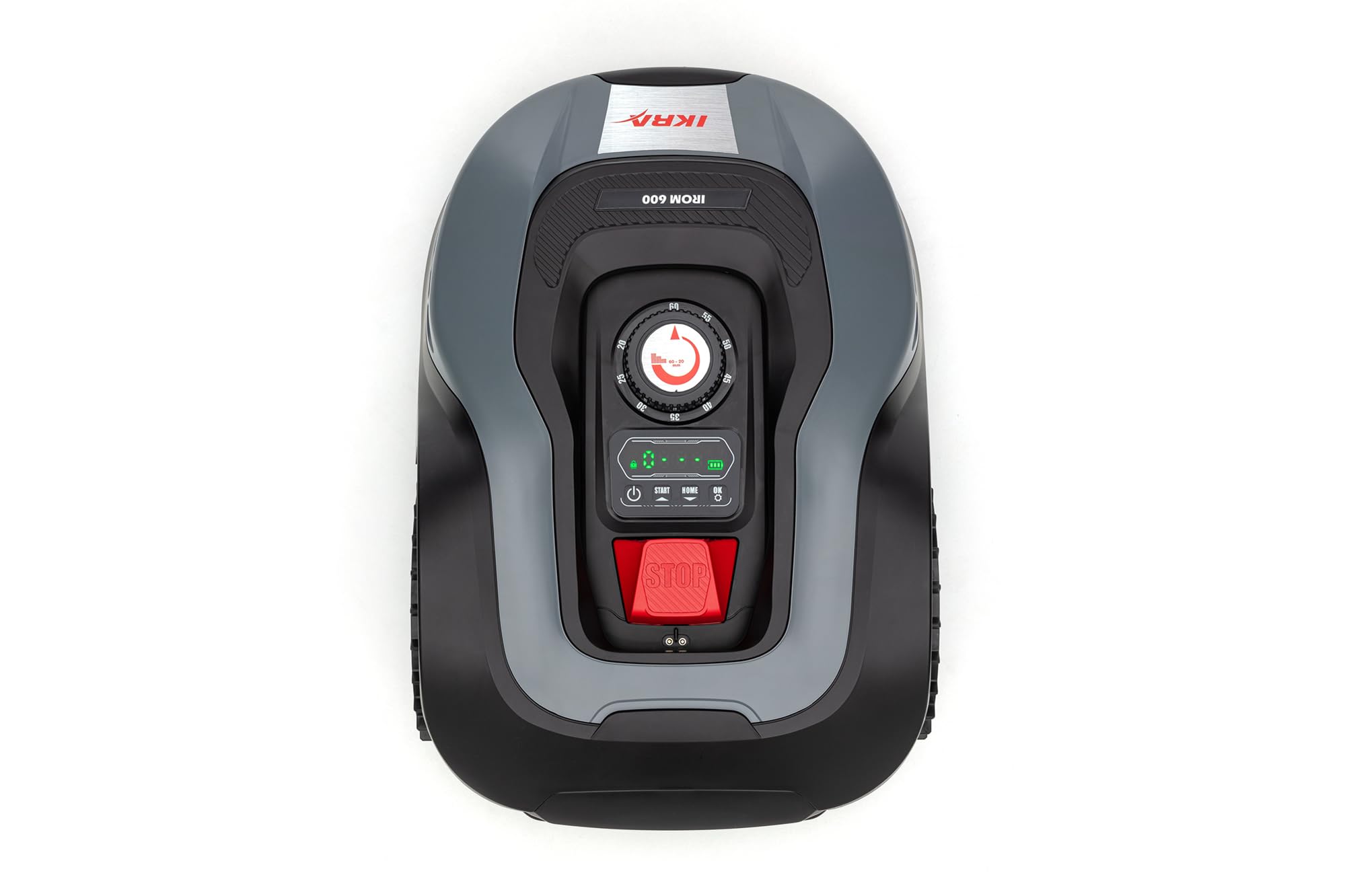 IKRA Robot cortacésped iROM 600 para céspedes de hasta 600 m², WiFi o Bluetooth, Control por App, multizona, Incl. estación de Carga & Sensor de Lluvia, 6 Cuchillas de Repuesto
