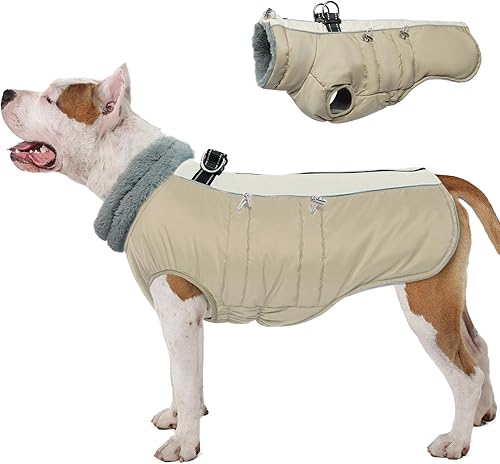 Miniatura 1 de IDOMIK Abrigo cálido para perro con arnés integrado, abrigo de invierno para perro, abrigos para clima frío con cremallera, chaquetas repelentes al