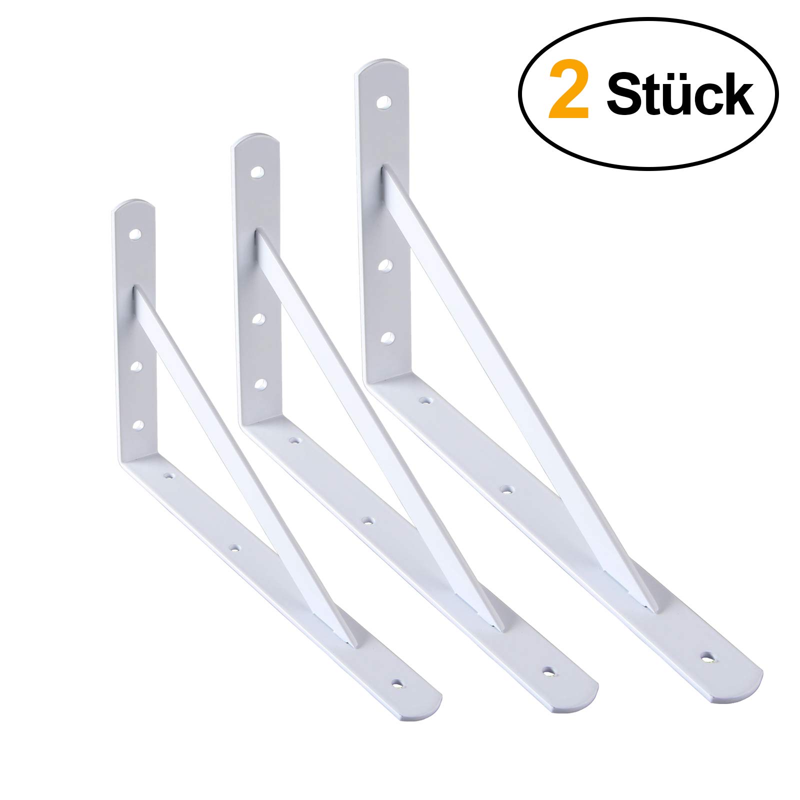 Soportes Para Estantes De Carga Pesada - Metal Reforzado - Pack De 2 - Blanco/Plateado - Varios Tamaños