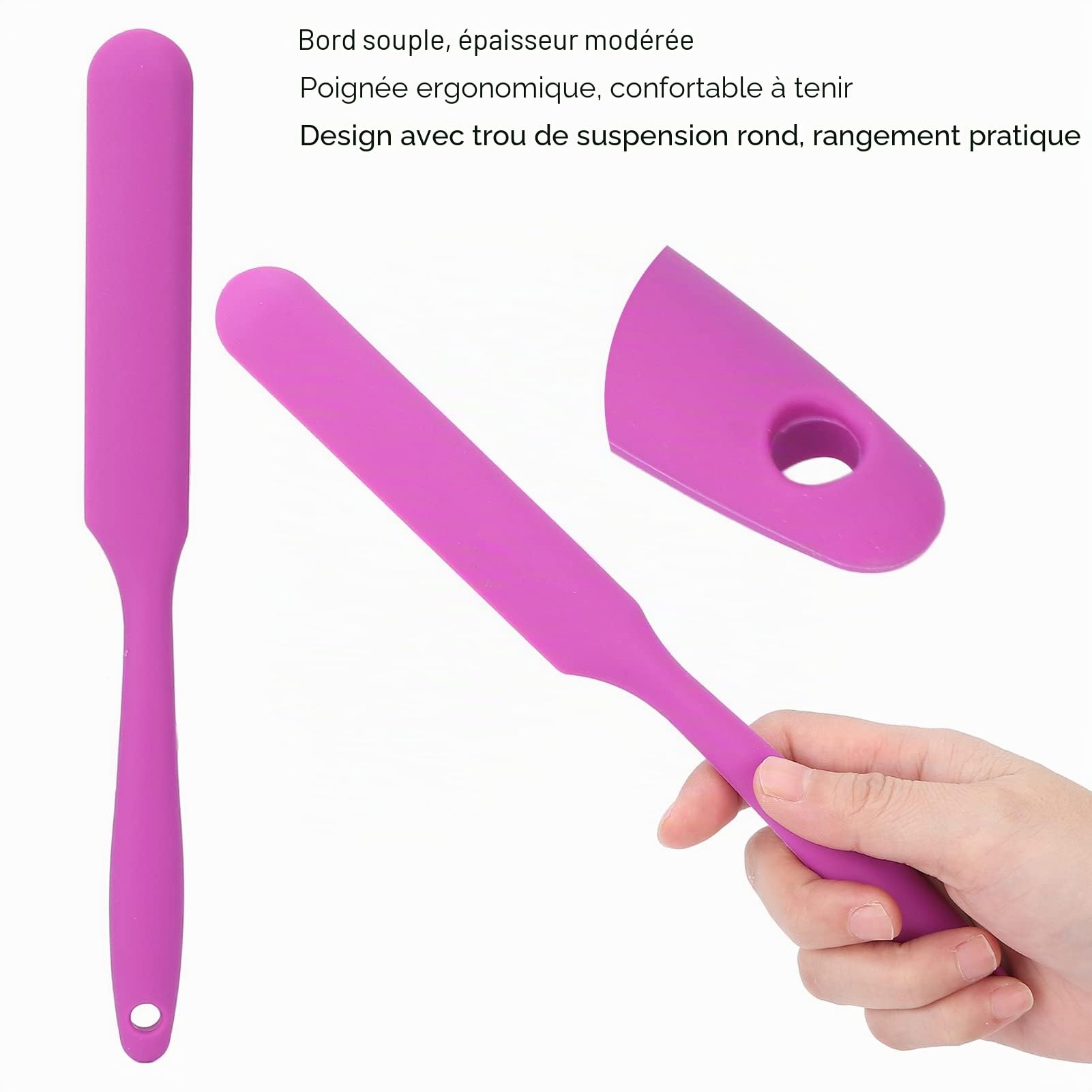 Spatules à Cire, Spatules en Silicone pour Faire Fondre la Cire, Applicateur de Cire pour L'épilation, Grattoir Multifonctionnel pour Haricot de Cire (Violet)