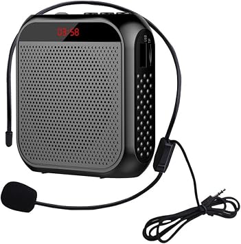 Portable Voice Amplifier for Teachers,Rechargeable Microphone | Small Speaker Amplifier with Wired Microphone,Pa System for Outdoors, Teaching, Meeting, Presentation, etcBlack