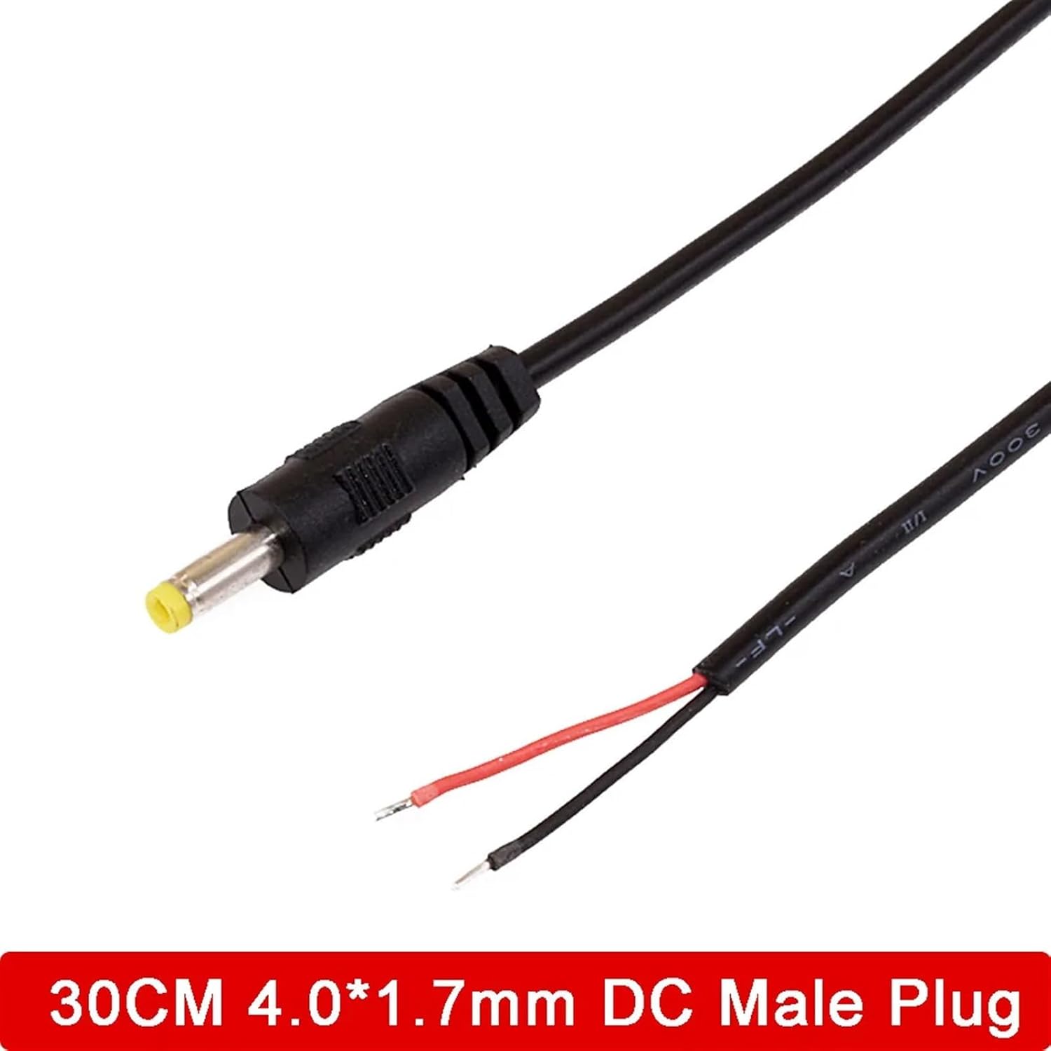 2Pcs 30CM 22AWG DC Power Wire Jack Charging Cable 3.5 * 1.35mm/4.0 * 1.7mm DC Male Female 2Pin Solder Extension Cord Adapter(2Pcs 4.0x1.7 Male)