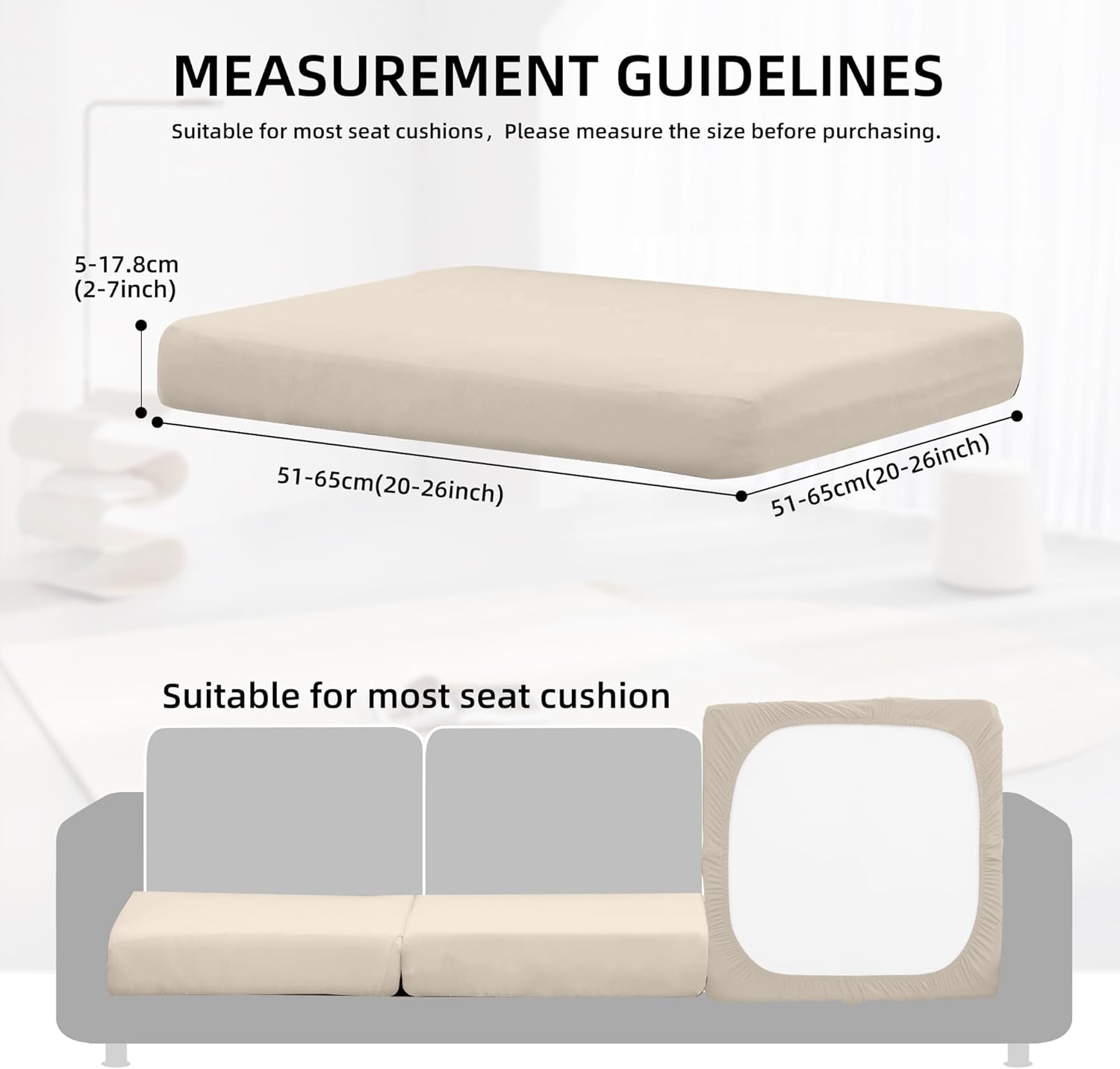 8Pcs Outdoor Cushion Covers, Patio Cushion Covers,Stretch Elastic Slipcovers, Replacement Washable & Reusable Furniture Protector for Patio Couch (Beige,Cover Only)