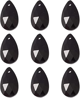 100pcs Faceted Teardrop Glass Charms 16x9mm Crystal Water Drop Suncatcher Charms Top Drilled Shape Chandelier Dangle Pendants for Jewelry Making Hole: 1mm