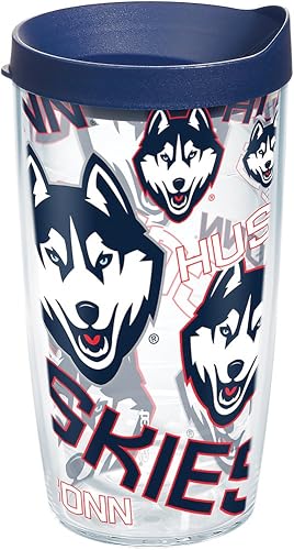 Tervis UConn Huskies All Over Tumbler with Wrap and Navy Lid 16oz, Clear