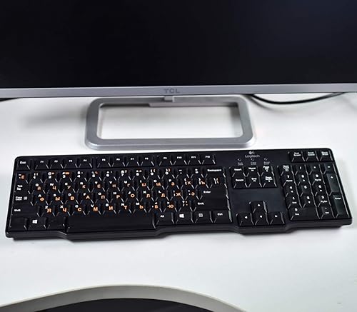 Vista 30 de Calcomanías de teclado inglés, paquete de 2 calcomanías de repuesto para teclado con fuente blanca sobre fondo negro, universales para computadora