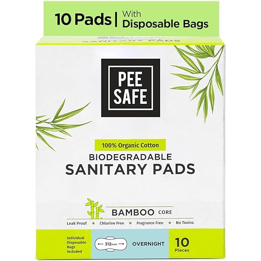 Pee Safe Organic Cotton Sanitary Pads Pack of 10