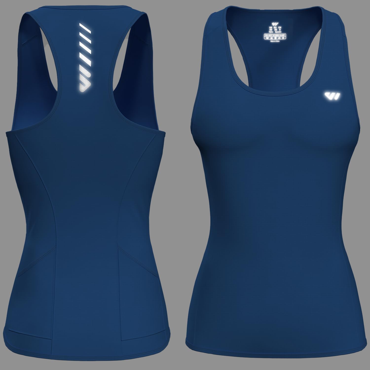 Wulibike Sleeveless Workout Tops For Women Running Shirts Women Quick Dry Athletic Tank Tops With Pockets Blue L - Image 6