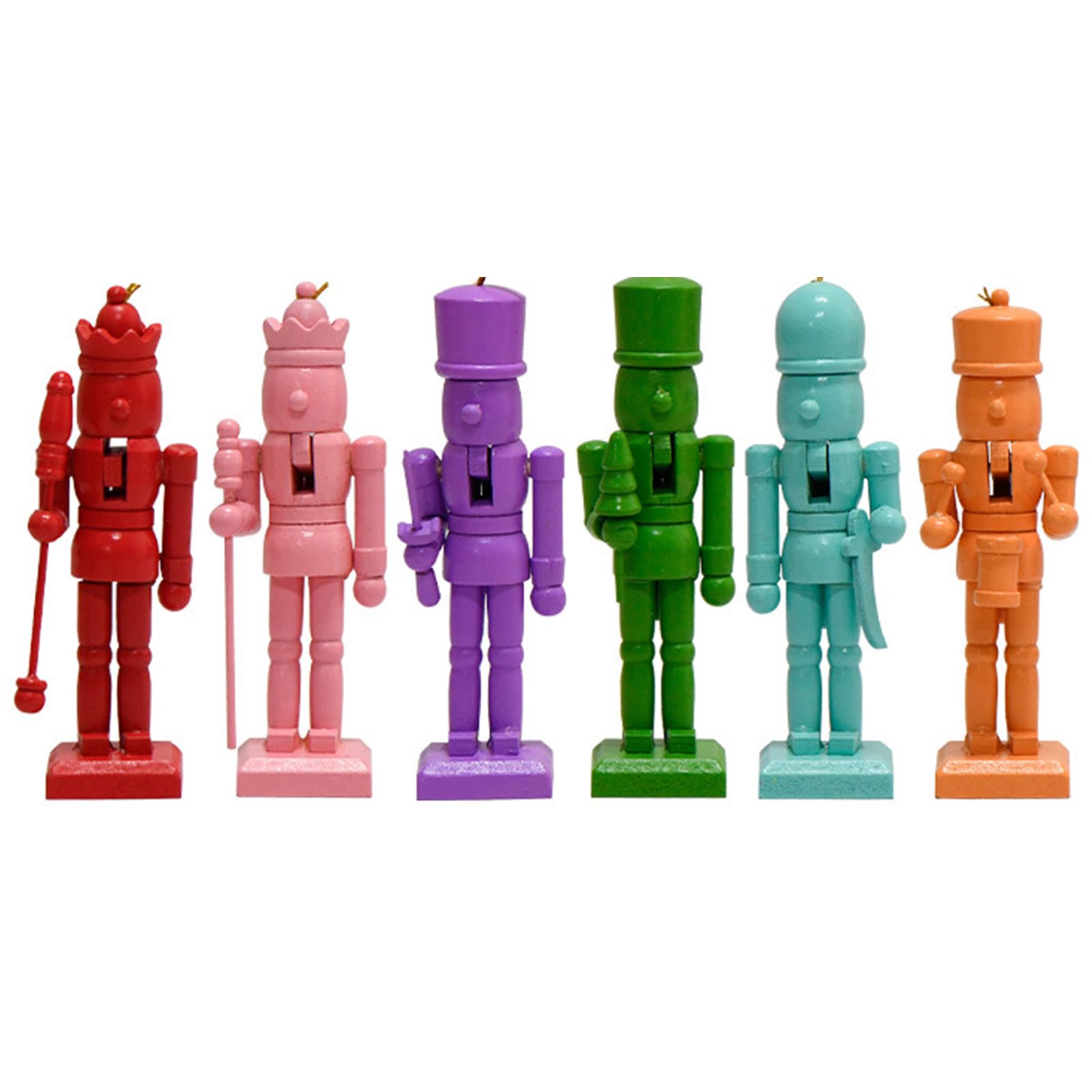 Jazuaiao 6pcs Puppetry Shape Ornament Wood Puppets Figurine Decoration Christmas Tree Hanging Charm Colorful Pendant Jewelry Puppetry Ornament