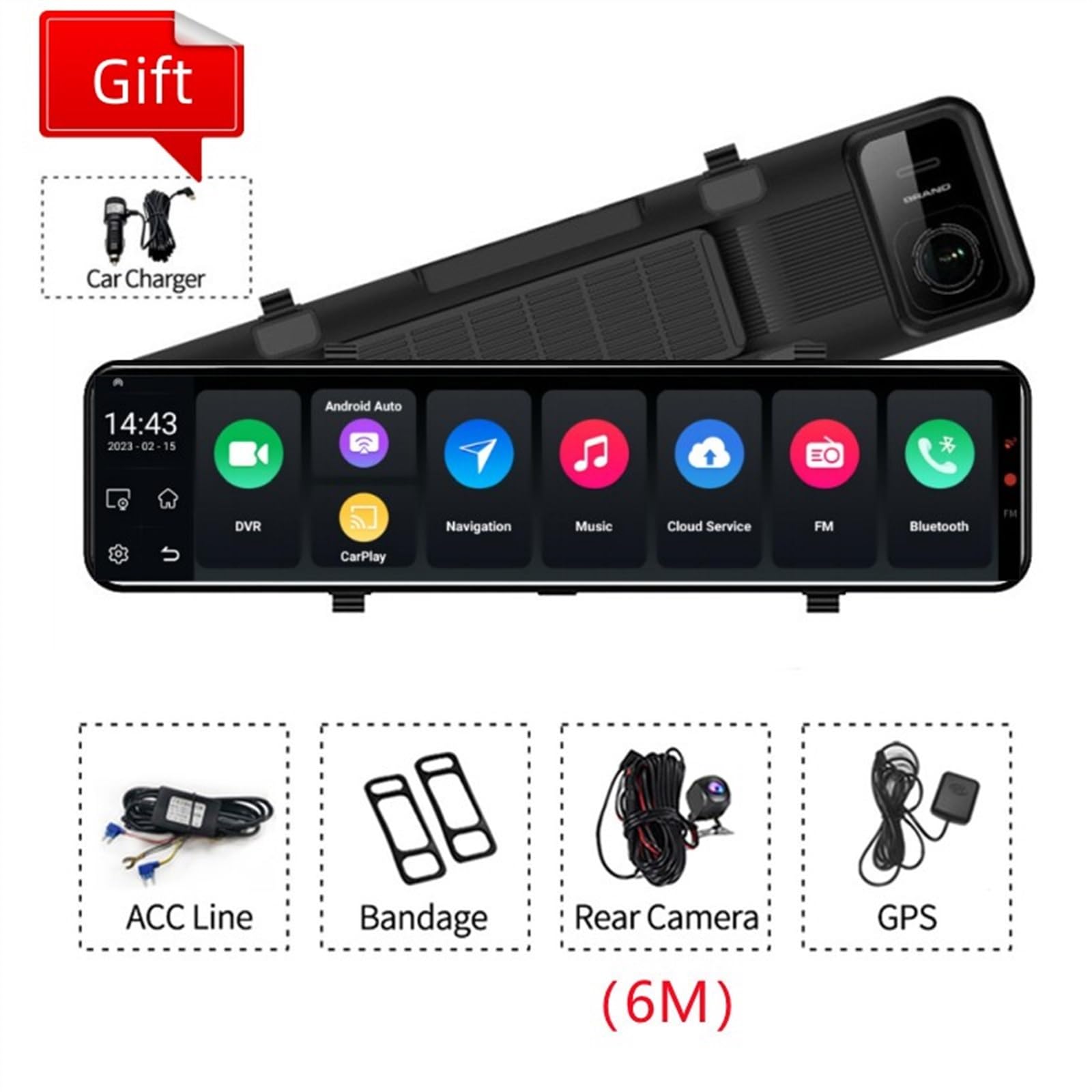 Kamera samochodowa, 4G 10 + 64G 12 Cal samochodowe lusterko wsteczne ADAS FHD rejestrator samochodowy nawigacja GPS kamera samochodowa wideorejestrator(64G Card)