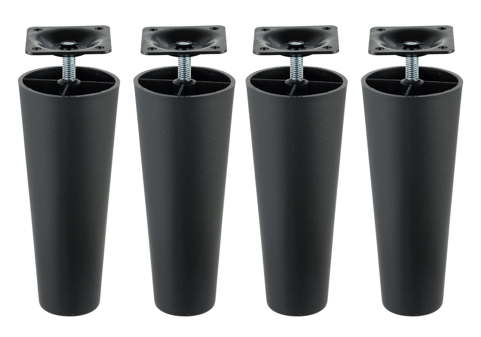 MAOPINER Couch Legs Sofa Legs, 4 Pack Tapered Plastic Sofa Couch and Chair Legs 6.7inch Height M8 Thread (Metric 8mm) Replacement Furniture Legs with Leg Mounting Plates for Couch, Armchair, Cabinet
