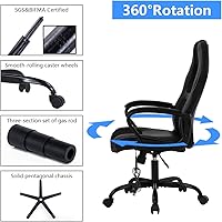 Vista 7 de Silla de computadora de PC con soporte lumbar de masaje, silla de oficina de respaldo alto, silla de escritorio con respaldo ergonómico, silla