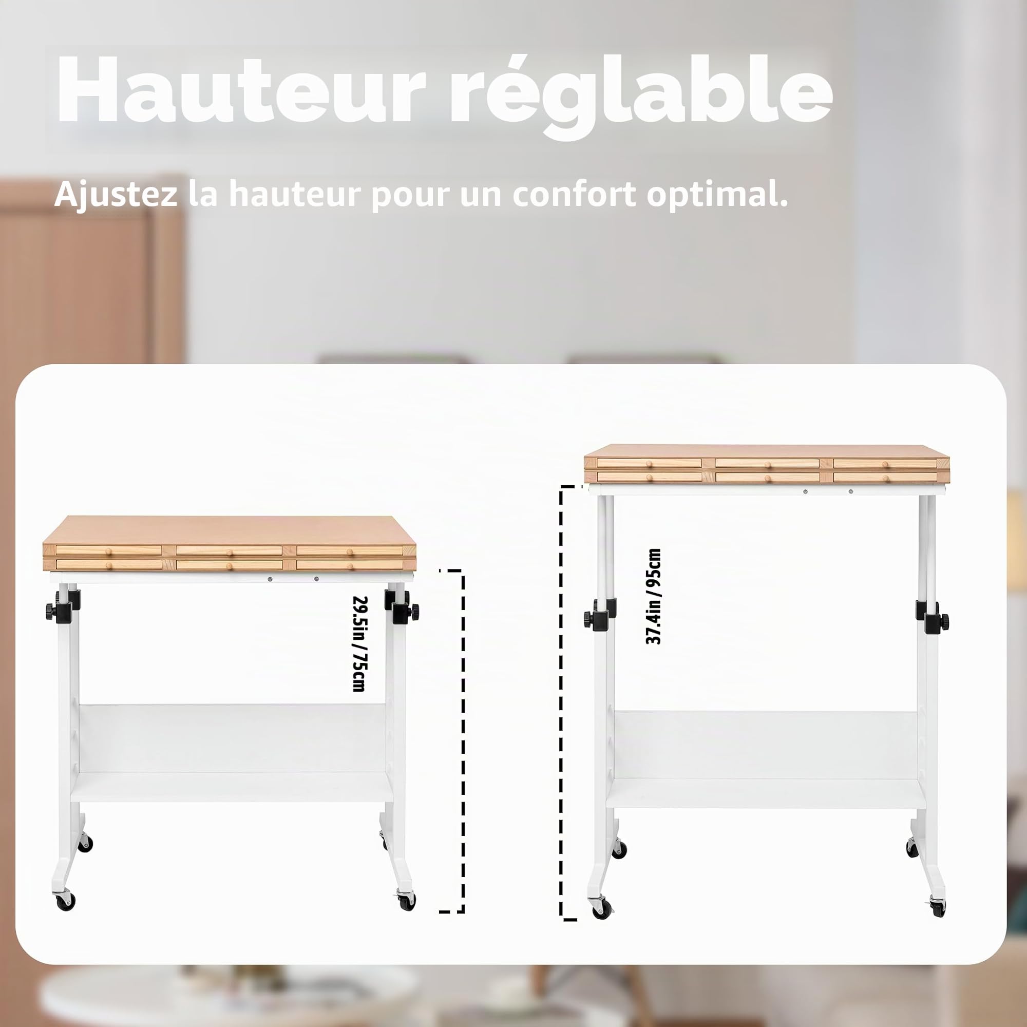 Tektalk Planche de Puzzle Pliable 2000/1500/1000 pièces avec Hauteur réglable, Table de Puzzle avec Couvercle et 8 Plateaux de tri/tiroirs, chevalet Puzzle avec Pieds, fermé avec 4 roulettes