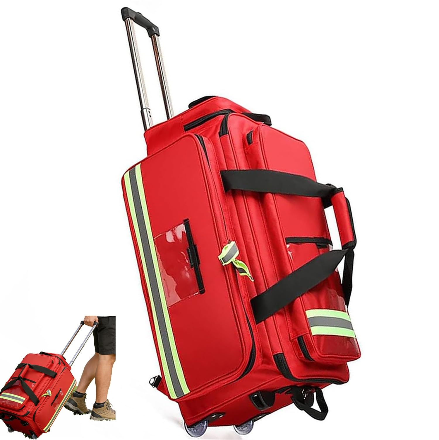 Kit di pronto soccorso, borsa da viaggio medica d'emergenza, con asta telescopica e scomparti rimovibili, grande capacità, for esplorare la natura