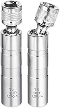 GIBOHOM Douille Bougie 14mm & 16mm, 2 Pièces Cle a Bougie Magnétique, Universelle 12 Pans 3/8 Pouces Clés à Bougie, Outil de Retrait de Bougie D'allumage, pour Voitures