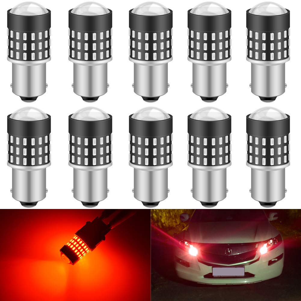 KATUR 1156 BA15S 7506 1073 1095 żarówka LED 3014 54 chipsety 650 lumenów zamiennik dla kierunkowskazów Back Up Tylny hamulec Ogon Parking RV, Genialna czerwień (10 sztuk)