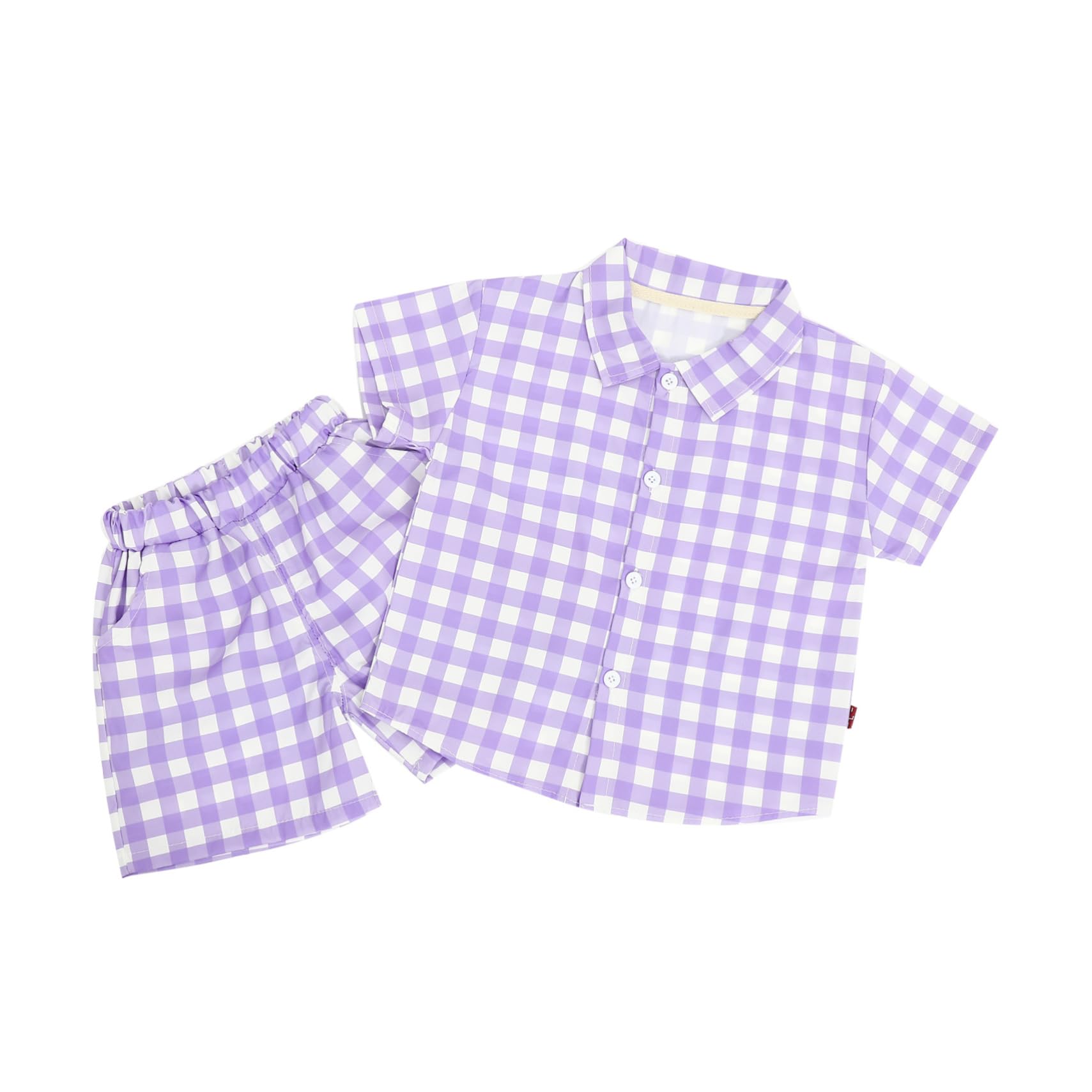 VALICLUD Trendy Plaid Toddler Suit Breathable Cotton Summer Outfits for Boys Girls Comfortable Fit Boys and Girls Summer Clothes