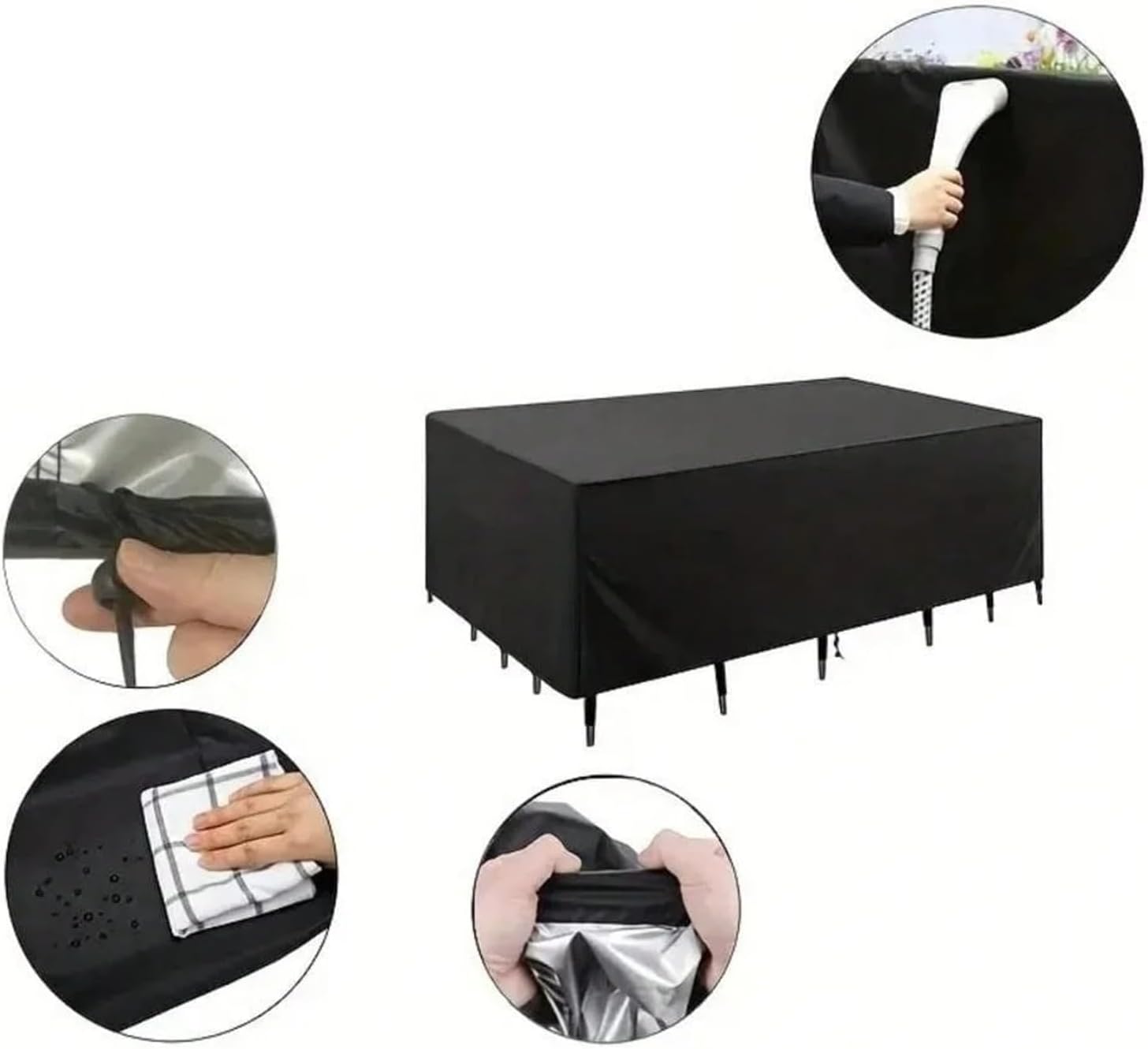 Patio Sofa Cover Heavy-Duty Patio Furniture Cover Set Protective Covers for Sectional Sofas, Tables & Chairs(Black,280x211x71cm)
