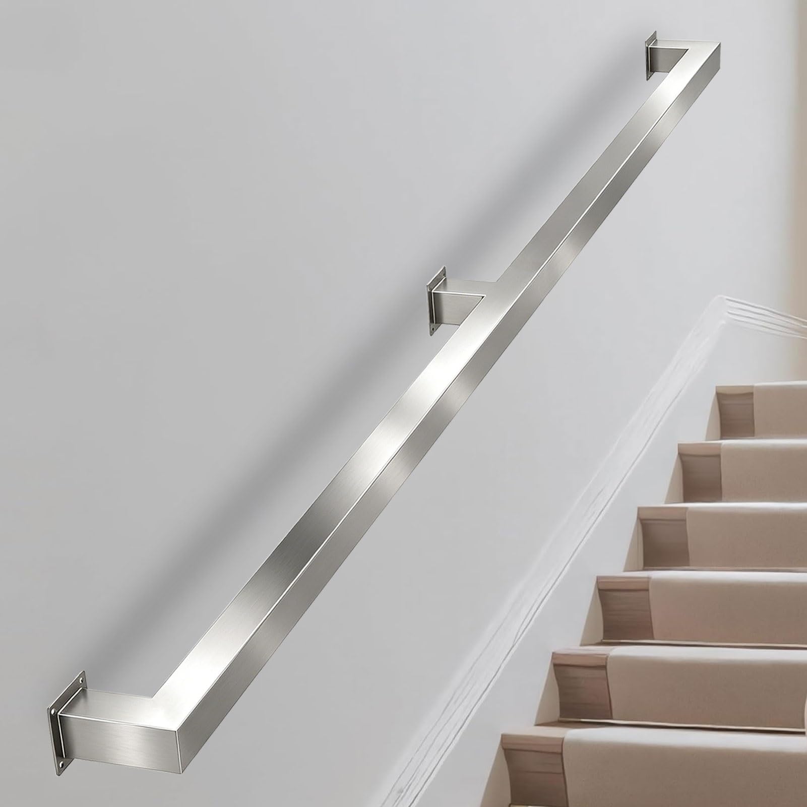 Sxbhdm One Color Modern Handrail For Stairs - Complete Kit. 30Cm-600Cm Staircase Banister Railing, Wall Mounted Stainless Steel Balustrade Safety Grab Bar(18Ft/540Cm)