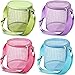 AYGCI 4 Piece Beach Mesh Bag Toys Seashell Bag Cylindrical Bags Swimming Travel Picking up Toys Sandboxes Accessories with Adjustable Carrying Straps and Zipper (Green, Purple, Pink, Blue)