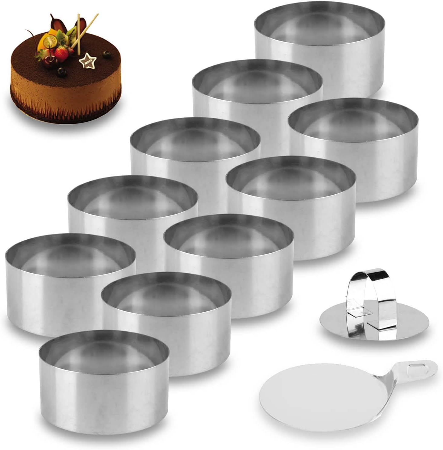 Lot de 3 anneaux à mousse en acier inoxydable pour gâteau tiramisu