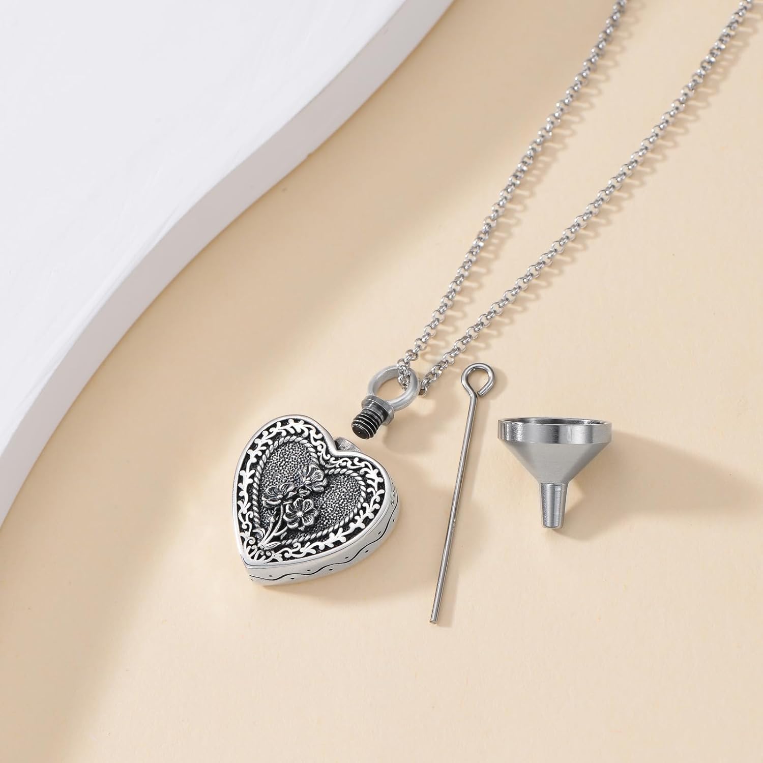 SIMONLY Custom Birth Flower Urn Necklace for Ashes S925 Sterling Silver Personalized 12 Month Pendant Cremation Jewelry with Funnel Filler for Women