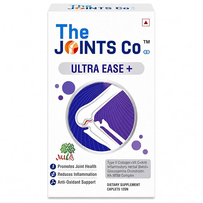 The Joints Co Ultra Ease Plus with Type II Collagen, 2500 mg Glucosamine Chondroitin MSM HA Complex & Herbal Blend for Joints, Bones & Cartilage Wellness - 120 tablets