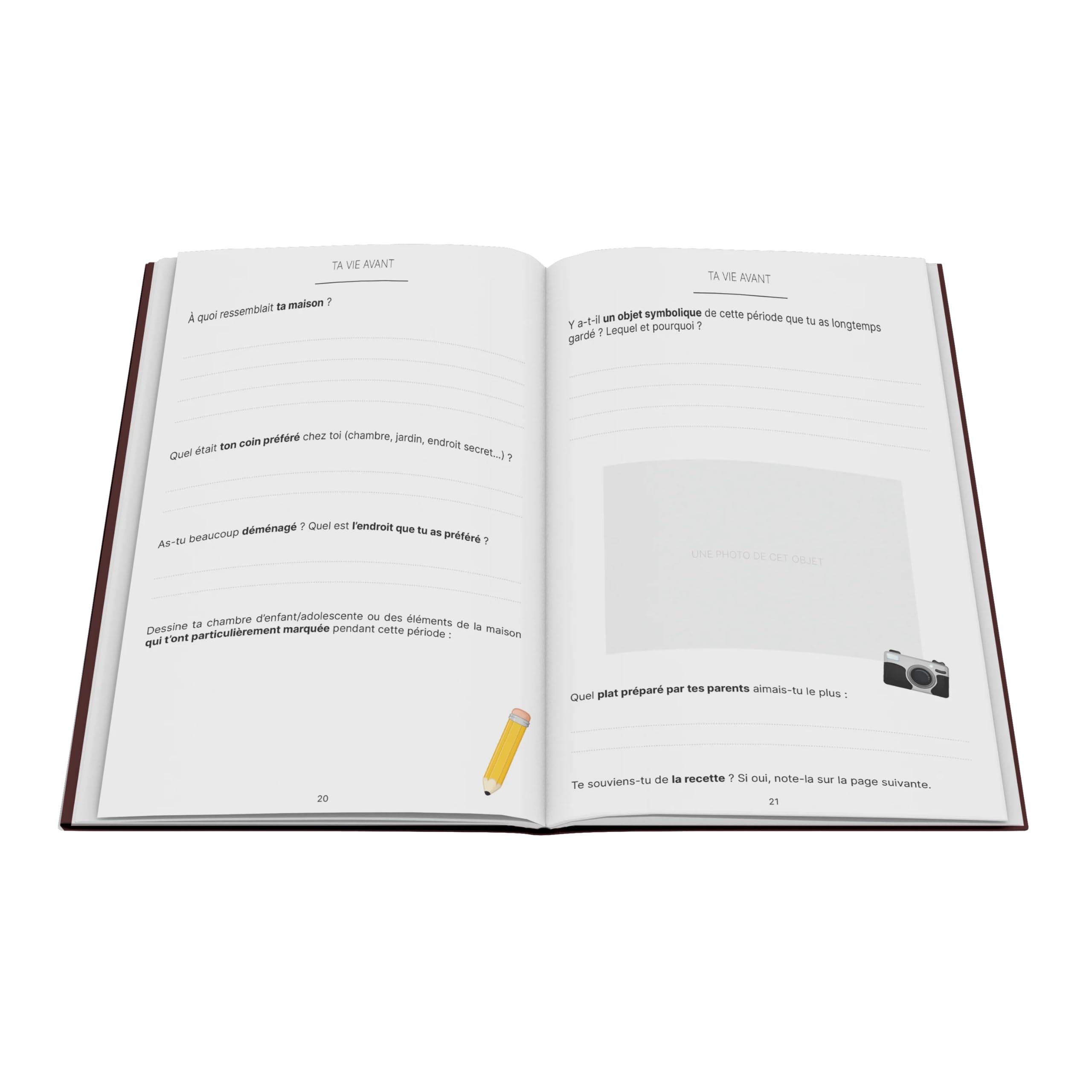 Livre de Questions sur l'Histoire et les Souvenirs du Couple, Couverture Cartonnée, 21 x 29,7 cm, 80 Pages