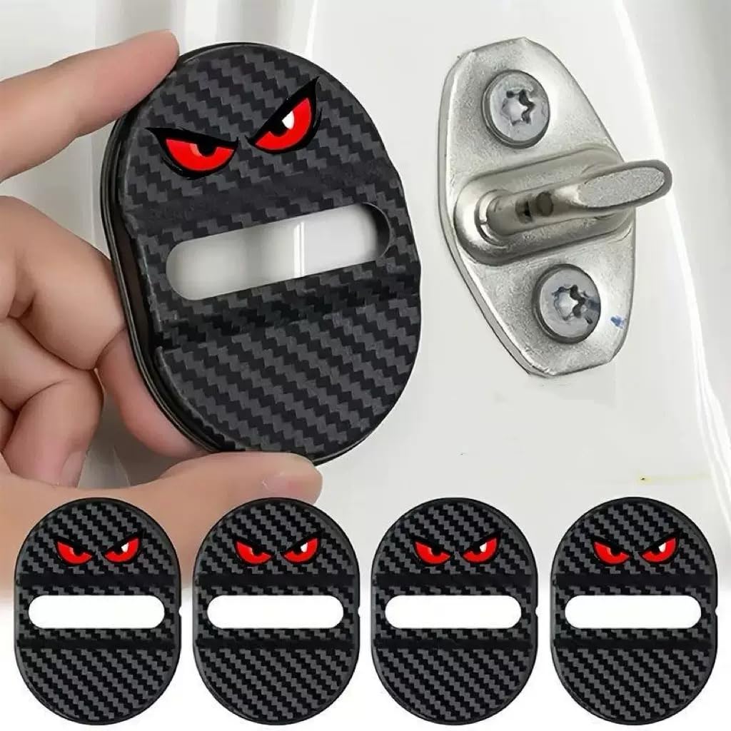 4 Pcs Door Lock Striker Covers for Cupra Formentor KM7 2020-2023 2020 2021 2022 2023, Premium Auto Interior Latch Protector Cap Styling Replacement Accessories,Red