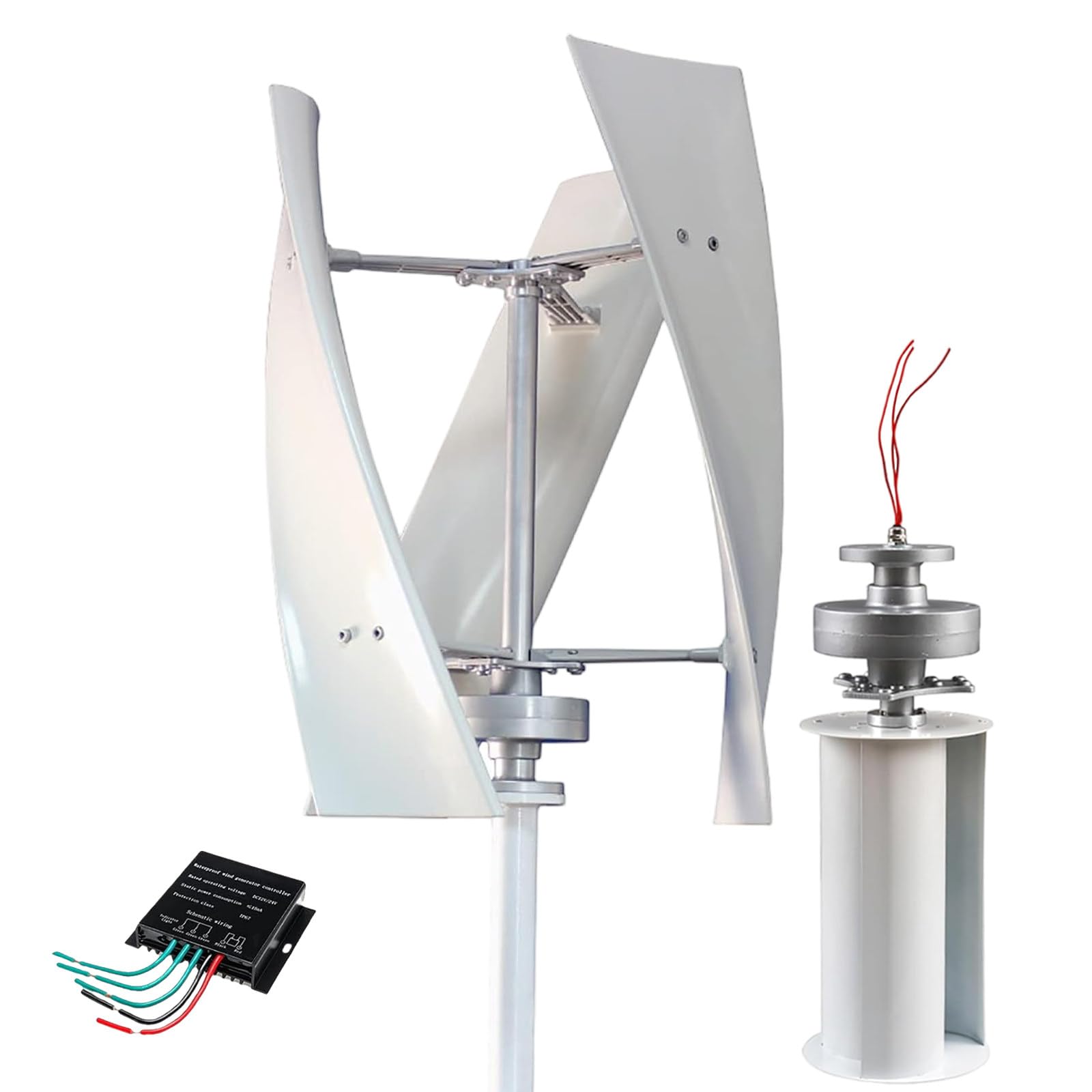 Kit turbina eolica verticale, generatore trifase a levitazione magnetica CA trifase da 12000 W con controller per integrazione energetica domestica, 12 V/24 V/48 V