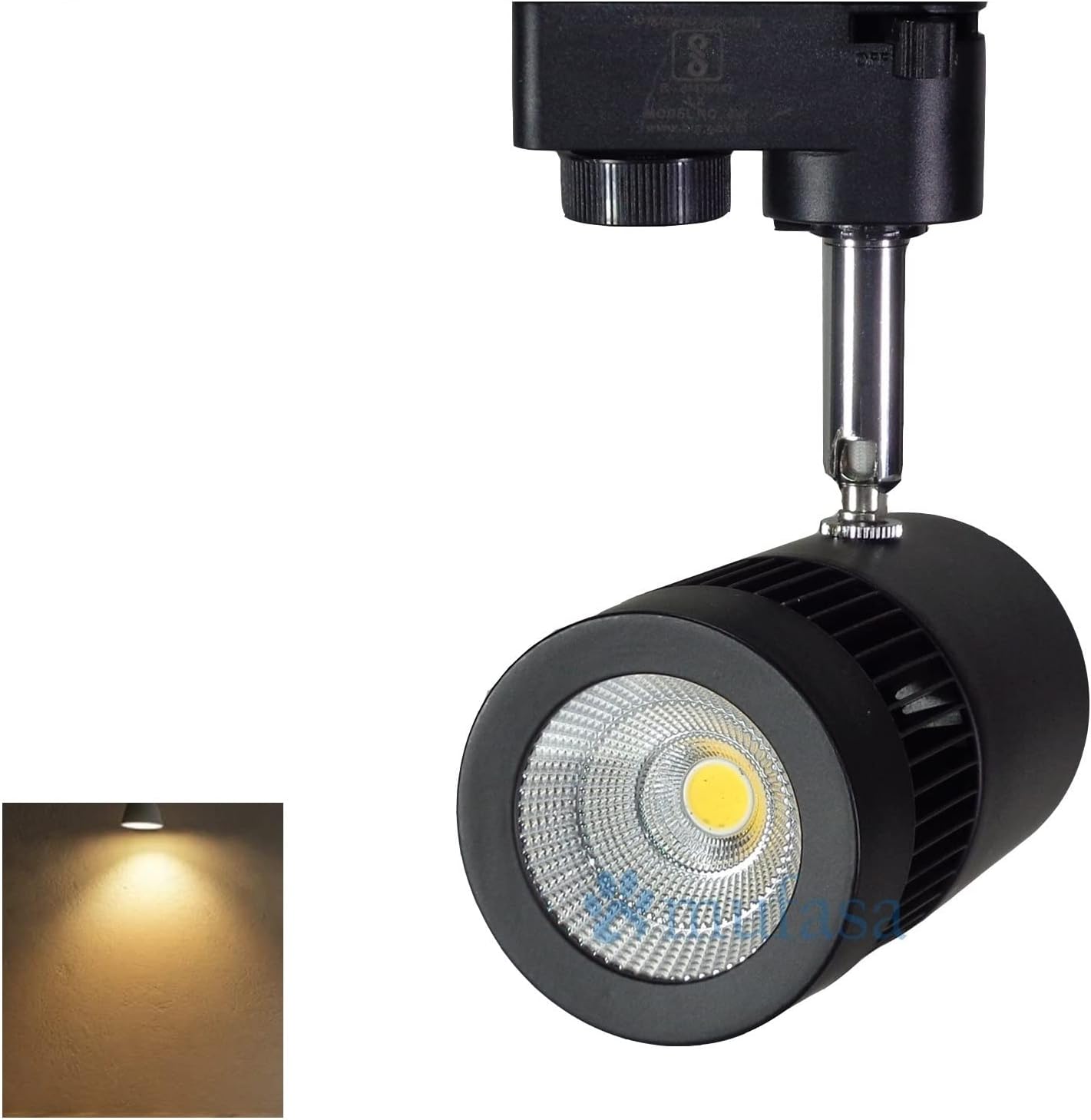 Mufasa 9 Watts Black Body LED Track Light Spot Light/Focus Light | Track Rail NOT Included | Aluminum Body (Warm White)