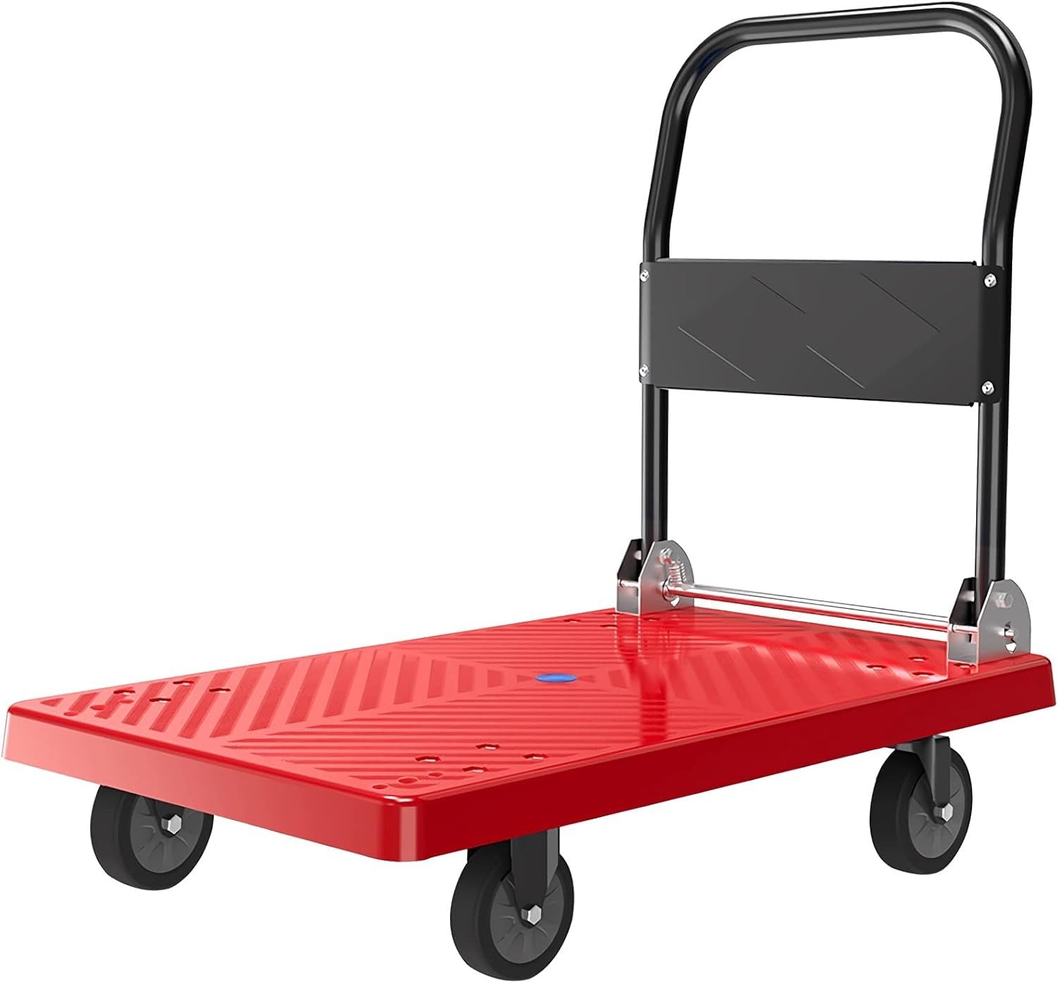 Carretilla de plataforma plegable, carrito de empuje de plástico con 4 ruedas