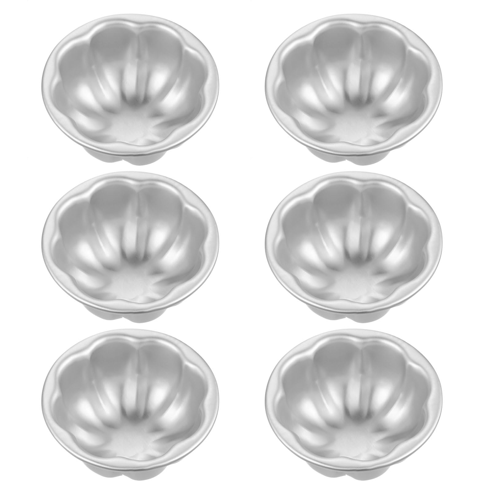 sourcing map 6Pcs Metal Cake Pan Set, Aluminum Alloy Princess Doll Cake Baking Non Stick for Home Kitchen Dessert DIY, 8-Petal Flower